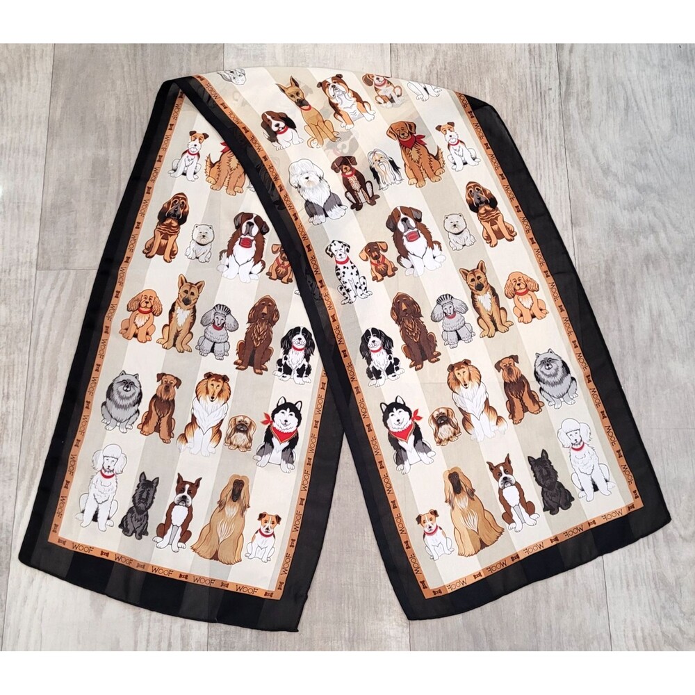 Womens Dog Novelty Print Scarf 56 x 13.5 Bones Woof Breeds Animal Pet Lover Gift